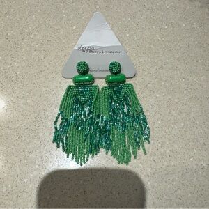 Deepa Gurnani Green Beaded Earrings